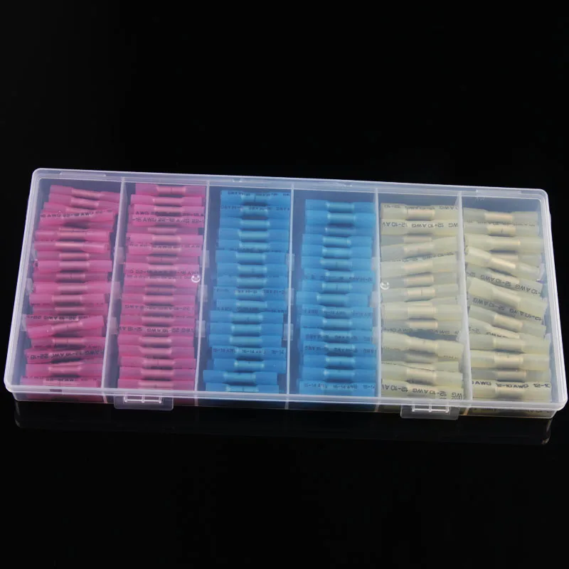 100-660Pcs Assorted Crimp Terminals Electrical Heat Shrink Waterproof Insulated Wire Connectors AWG 22-10 Kit With Plastic Box