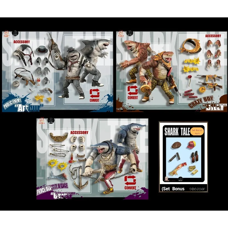 

In Stock FURY TOYS Scale Abyss Force Shark Great White Shark Tiger Shark Anime Action Figure Model Doll Toys Hobby Collectible