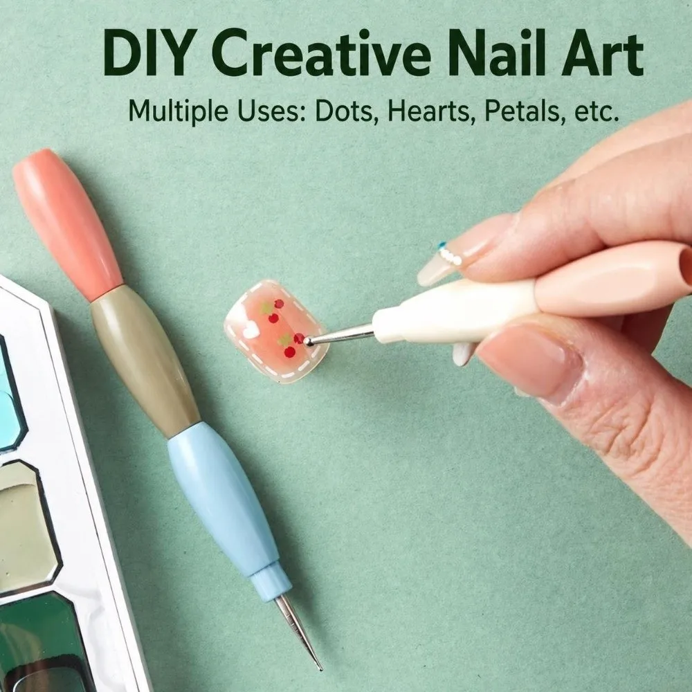 5Pcs Interlockable Nail Dotting Pen Colorful Stainless Steel Tip Nail Art Pen Set DIY Multicolor Handle Rhinestone Picker Tool