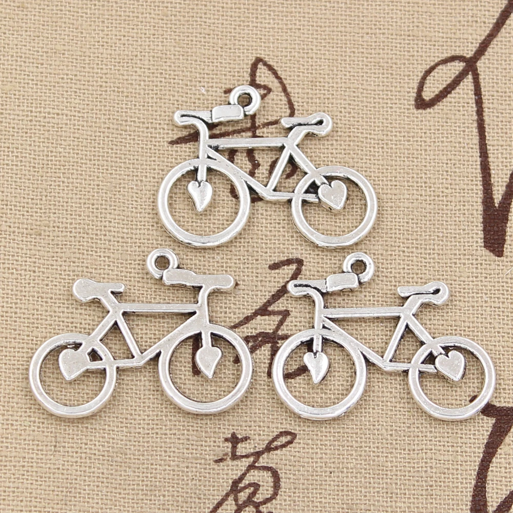 15pcs Charms Bike Bicycle 31x23mm Antique Bronze Silver Color Pendants Making DIY Handmade Tibetan Bronze Silver Color Jewelry
