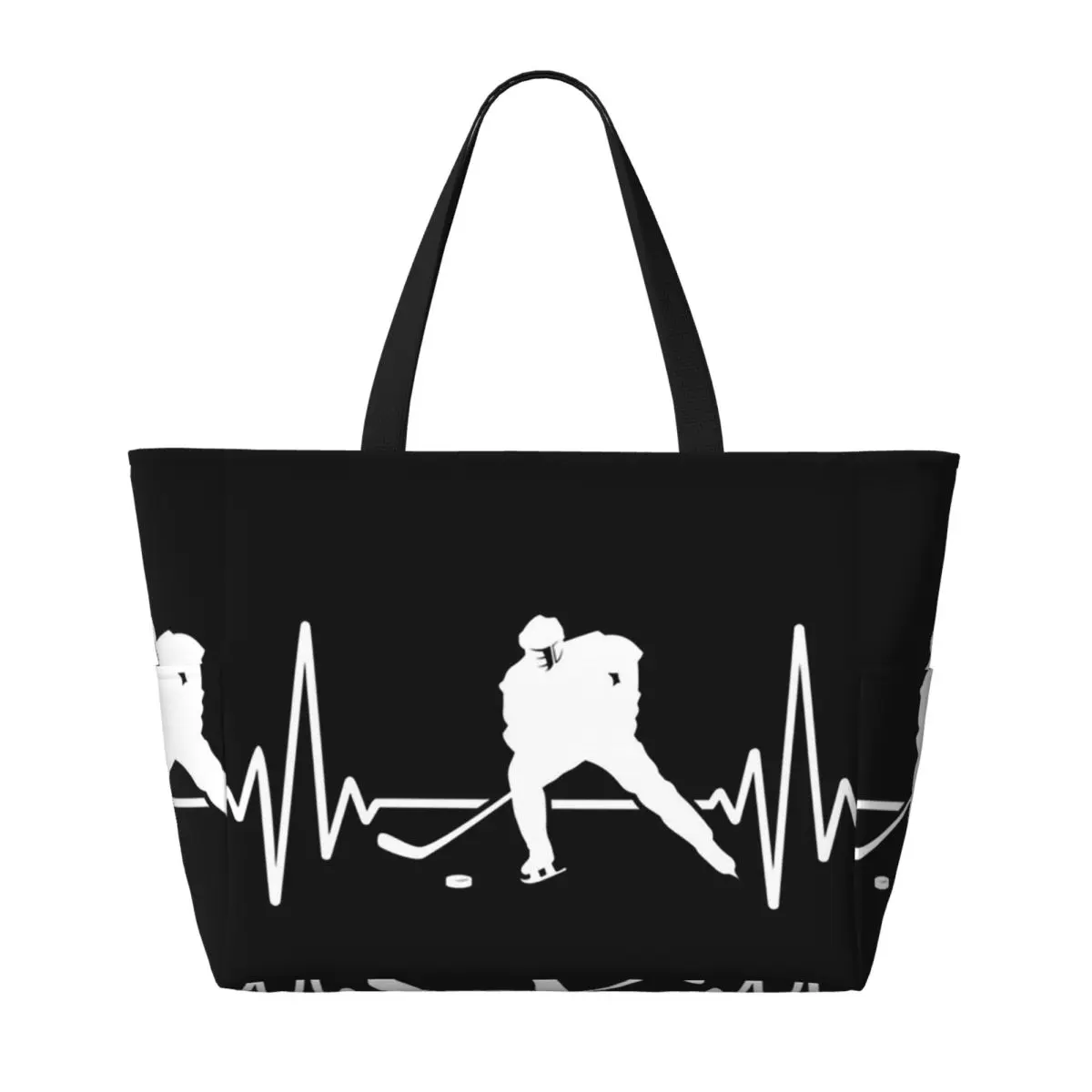 ไอซ์ฮอกกี้ฮาร์ทบีท, กระเป๋าโท้ทลายฮอกกี้ฮาร์ทบีท กระเป๋าใส่ของสำหรับเล่นกีฬา ยิม โยคะ กระเป๋าโท้ทขนาดใหญ่ กระเป๋าเดินทางสำหรับผู้หญิง กระเป๋าฟิตเนส