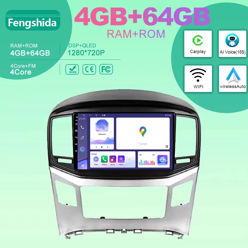 

Head Unit Multimedia Player GPS Navigation BT Wifi For Hyundai H1 Grand Starex 2015-2020 Android 14 Car Radio Wireless Carplay