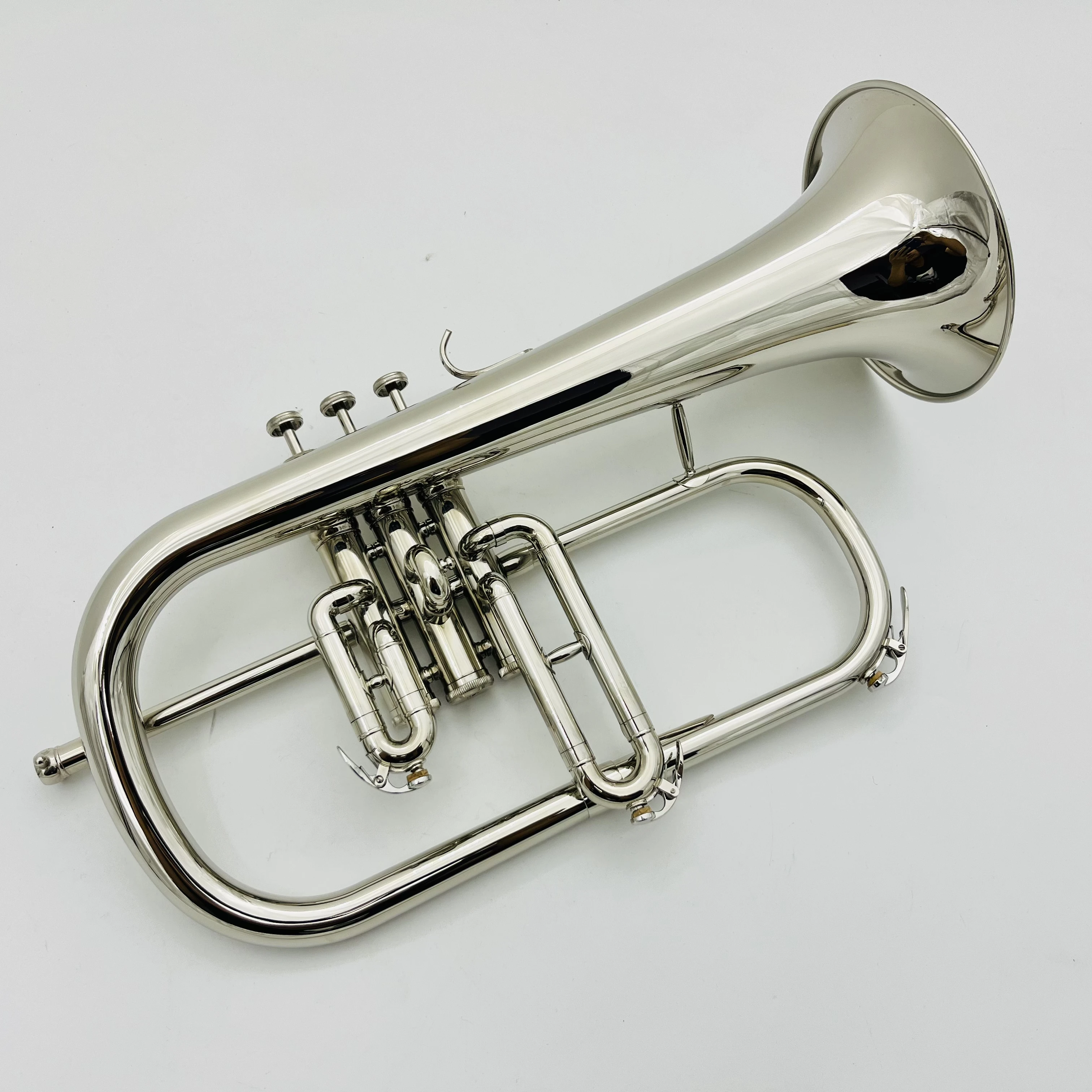 Lowest Price Flugelhorn Bb Tune Sliver Plated Black Valve Brass Instrument With Case Free Shipping