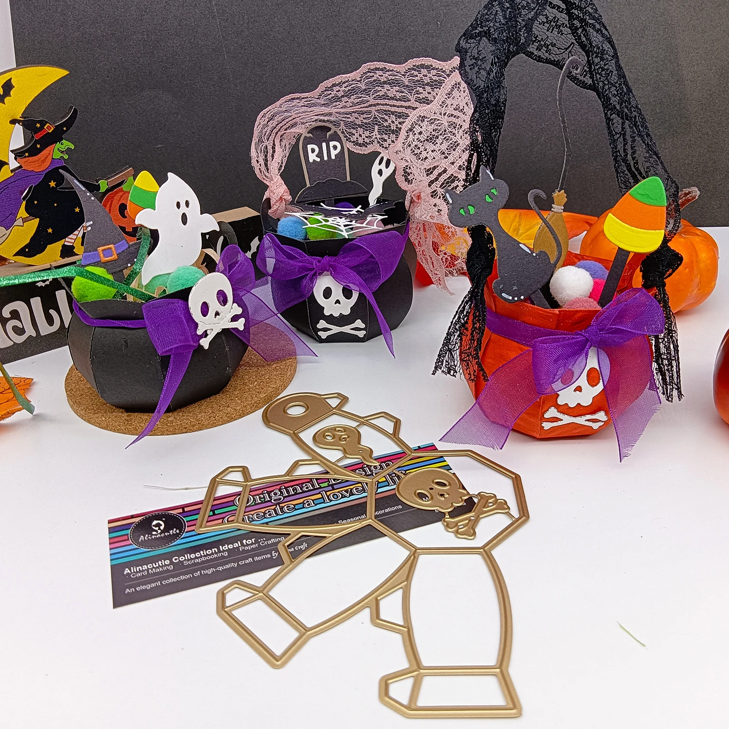 Halloween-Hexenkessel aus Metall, gestanzt, goldene Stanzformen für Geschenk, Papier, Handwerk, handgefertigte Kartenherstellung, DIY-Grußkarten