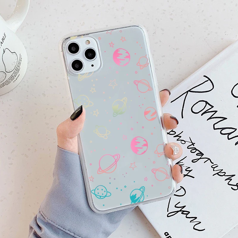 Casing ponsel bintang untuk iPhone 16 15 14 13 12 11 Pro XS MAX 7 XR 8 7 Plus sampul bening Fundas
