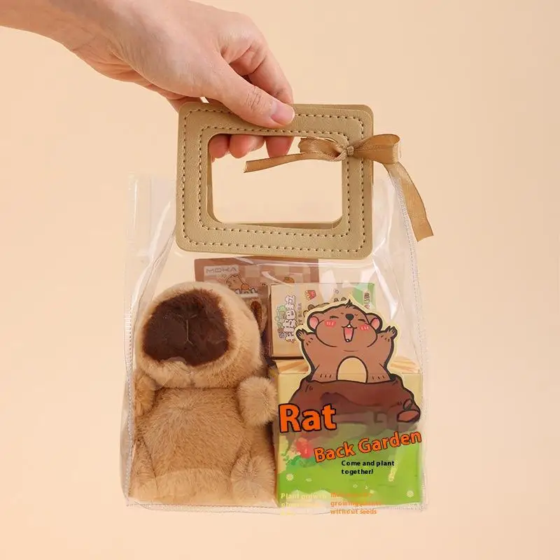 Unique Student Stationery Set with Kawaii Capybara Design: Pen, Stickers, Notebook, Plush Pendants, Handbag, & Rewards