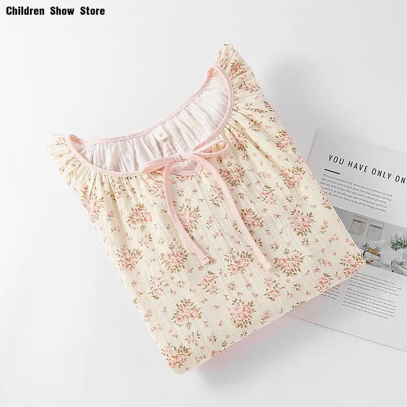 Autumn Thin Korean Style Fashionable Women's Long Sleeves Cotton Homewear Loose Size Round Neck Nightwear Pullover Nightgowns