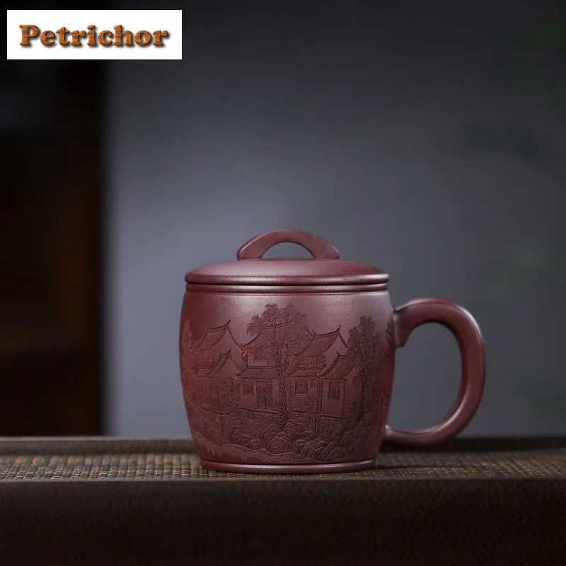

470ml Yixing Purple Clay Landscape Coffee Mug Cappuccino Latte Cup Afternoon Tea Mug Master Office Water Cup Teaset Ornaments