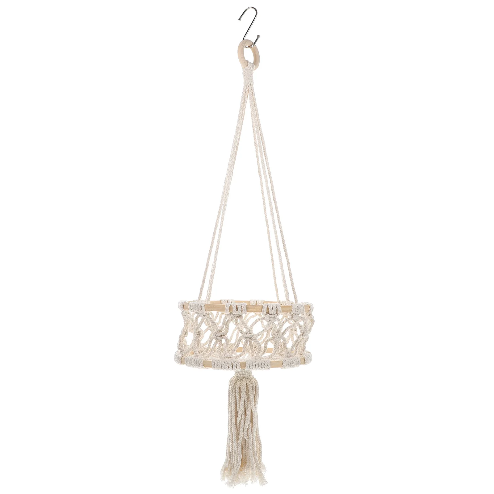 

Hanging Fruit Basket Macrame Cotton Rope Kitchen Woven Basket Fruit Storage Decorative Holder Hanging Baskets for Kitchen