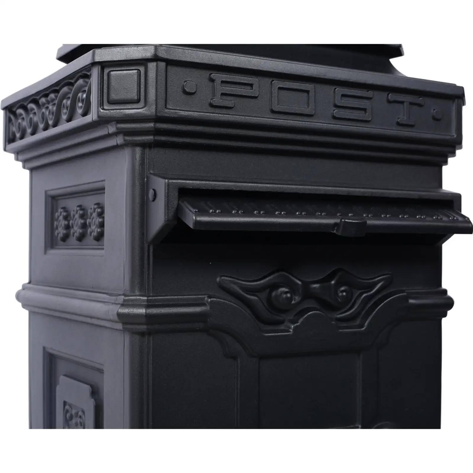 

Large Capacity Black Mailbox with Vintage Design Secure Outdoor Postbox for Residential Garden Home Parcel Delivery