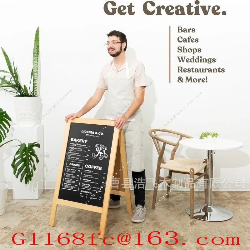 Wooden Blackboard Advertising Menu Message Board, Coffee Shop Entrance Sign, Wooden Vertical Display Board
