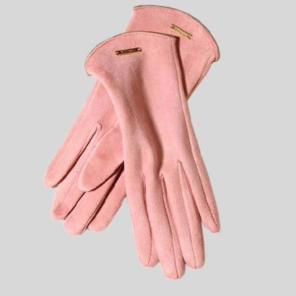 Faux Suede Winter Suede Gloves Thickened Soft Texture Touchscreen Driving Mittens Full Fingers Solid Color Fleece Lined Warmers
