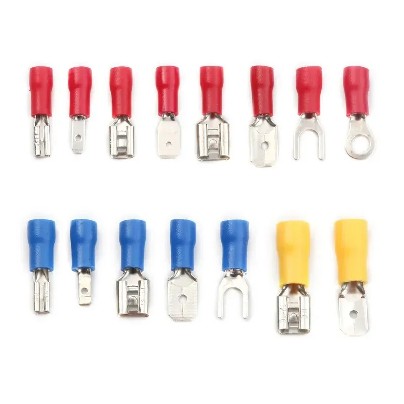 New Insulated Cable Connector Electrical Wire Crimp Spade Butt Ring Fork Set Ring Lugs Rolled Terminals Assorted Kit