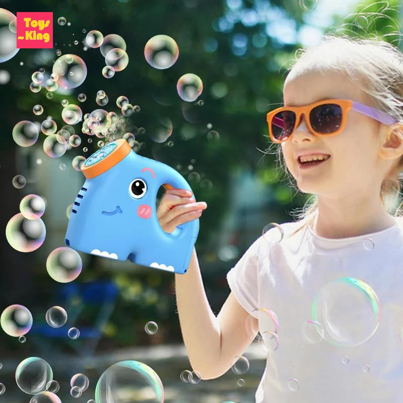 เครื่องทำฟองสบู่รูปช้างแบบมือถือ พร้อมไฟกลางคืน สติ๊กเกอร์ DIY พกพาสะดวก เครื่องเป่าฟองสบู่ ของเล่นเด็ก เกมเป่าฟองสบู่กลางแจ้ง สำหรับเด็กผู้ชาย