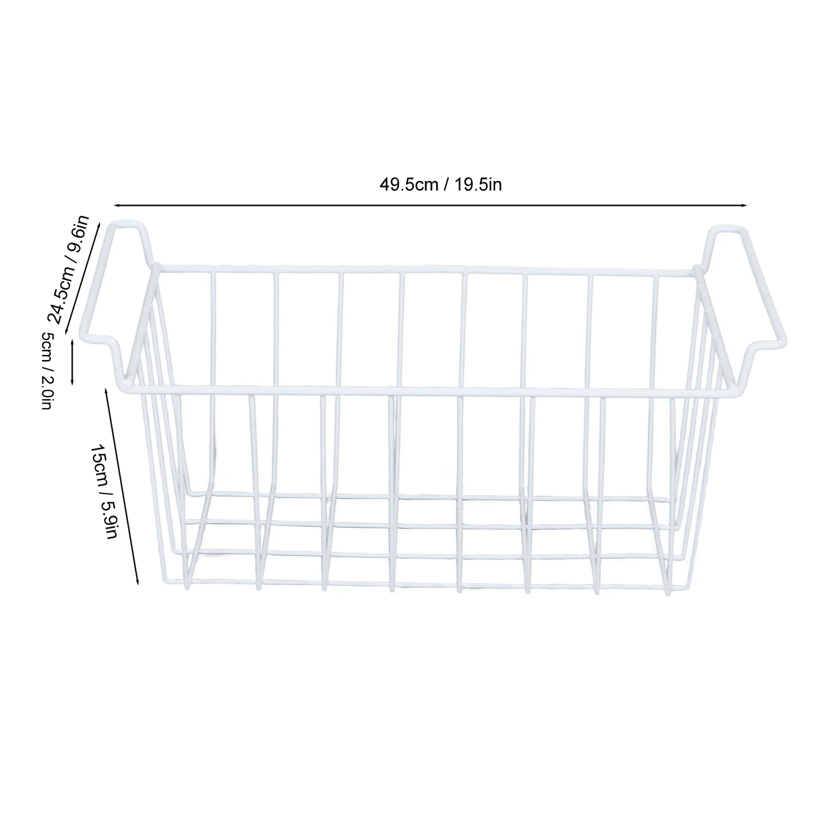 PE Coated Freezer Baskets, Large Steel Wire Storage Baskets, Smart Storage Solutions for Pantry Essentials, Rustproof, 19.5x9.6x