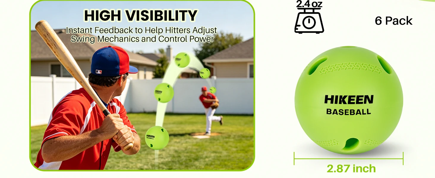 Hikeen 6er-Pack Flugfreundliche Übungsbasebälle, sicher und langlebig, für Trainingsbasebälle in Regulierungsgröße zum Schlagen, Werfen und Batting – Detail 3