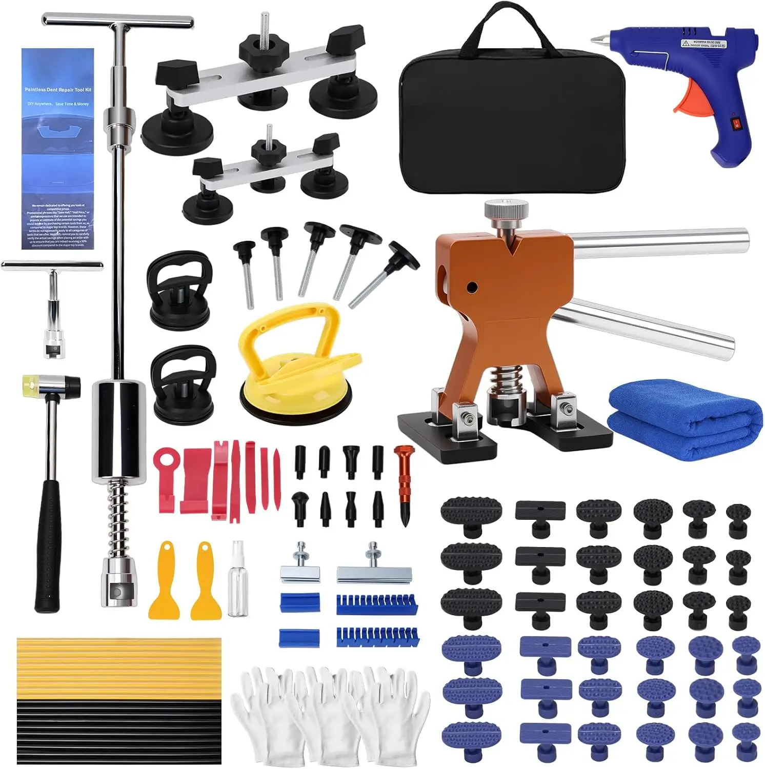 

139pcs Dent Puller Kit for Car Repair, Includes Golden Lifter & Slide Hammer T-Bar, Fix Dents on Refrigerator Doors