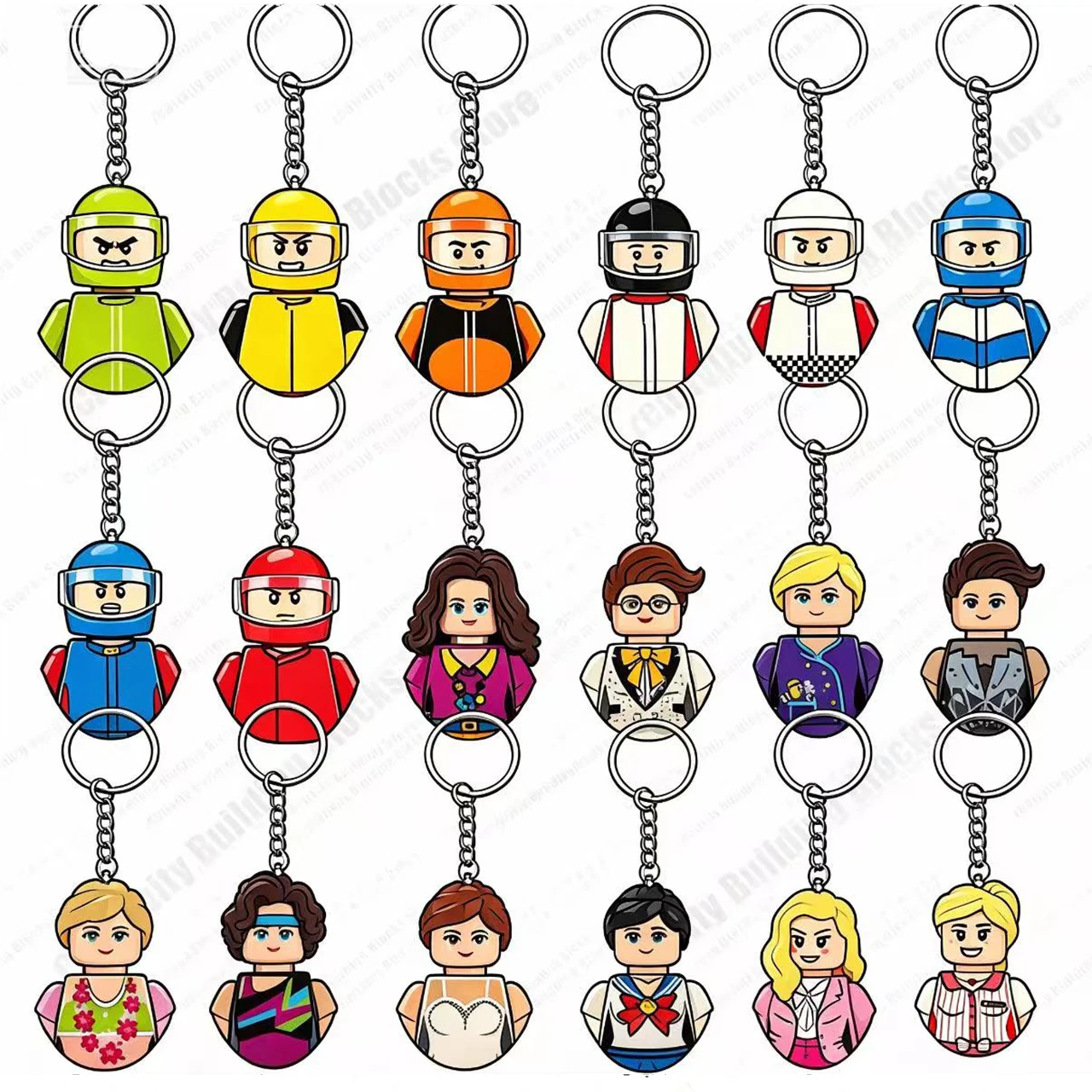 Hot-selling multi-style building block keychains, cool driver building blocks, cute backpack pendants, children's gift toys