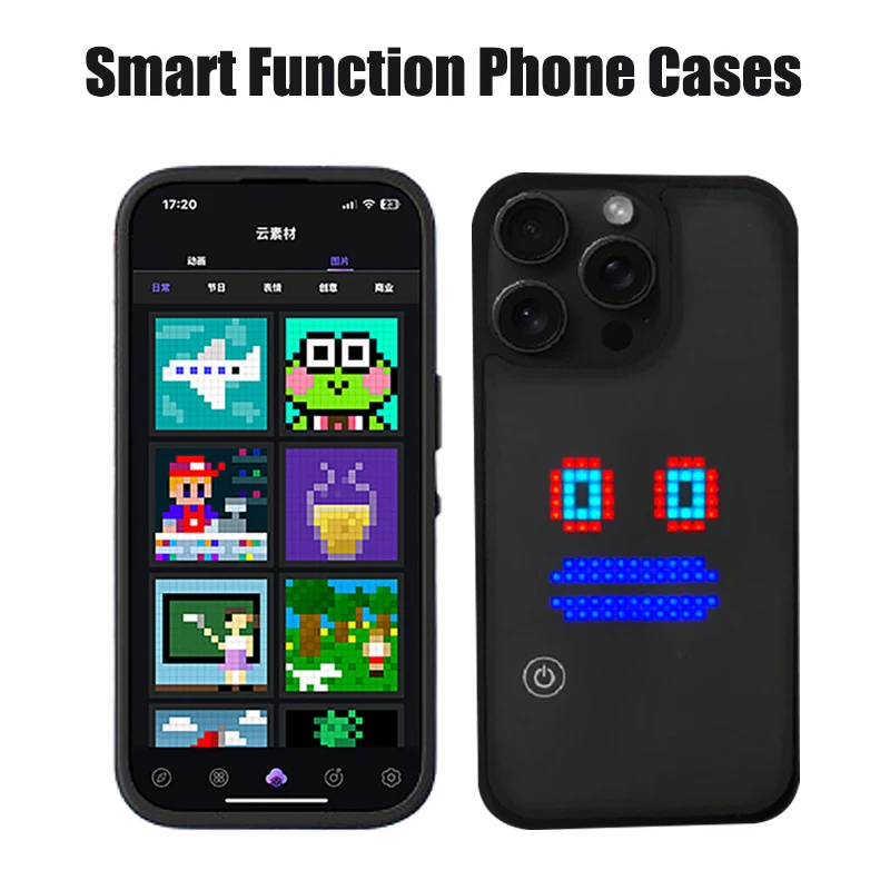 

Умные чехлы для телефонов с функцией DIY и управлением через приложение: настраиваемые анимированные узоры с подсветкой для iPhone 17/17 Pro Max