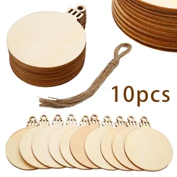 10Pcs Weihnachten Holz Runde Baubles Tags Weihnachten Baum Hängende Bälle Dekoration Kinder DIY Handwerk Ornamente Navidad Neue Jahr 2023