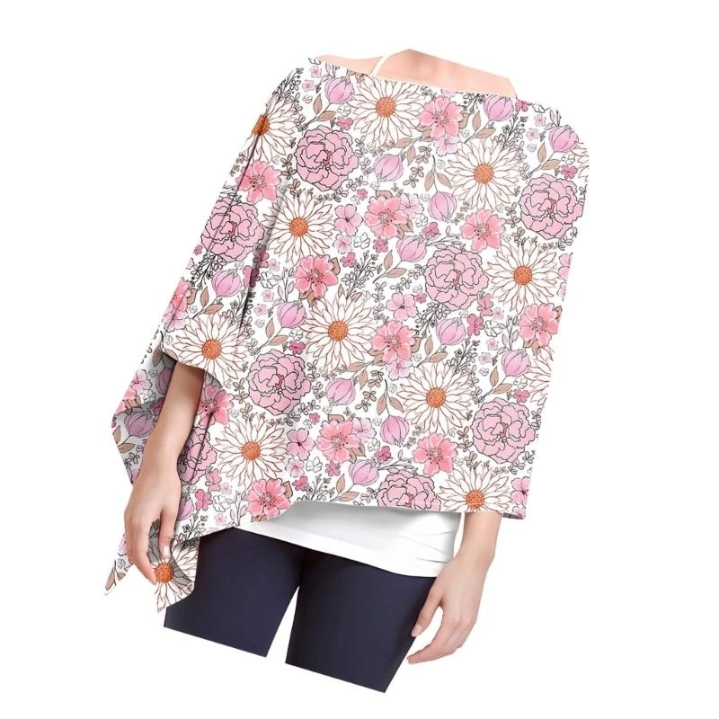 Funda lactancia J15U, delantal privacidad para alimentación bebé, funda para cochecito con patrón impreso