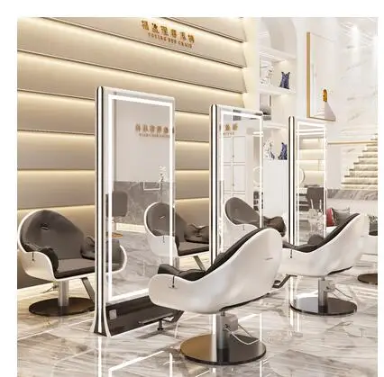 New style barber shop with light mirror platform net red hair dressing mirror hair salon special perm dyeing hair cutting stainl