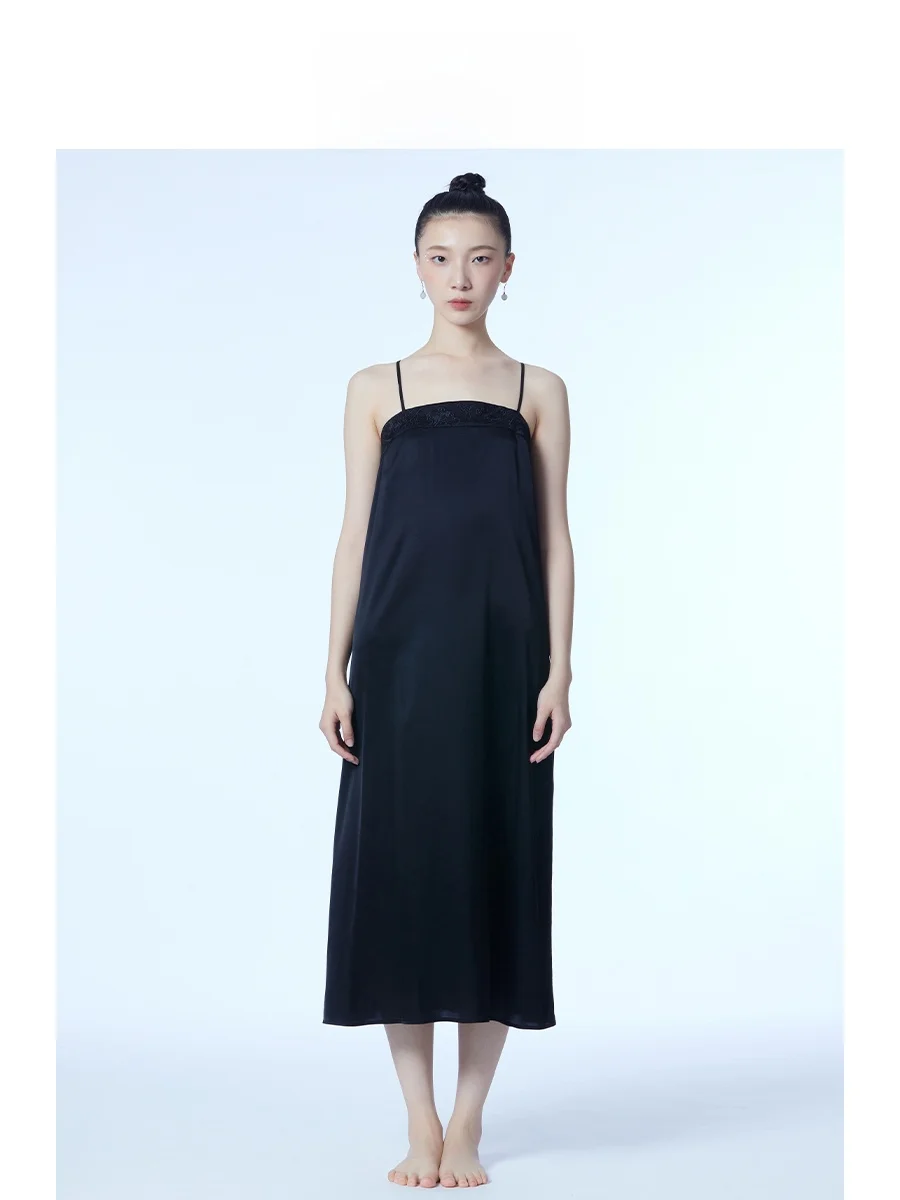 

Элегантное атласное платье-комбинация из ацетата с вышивкой, классический простой дизайн, гладкое, полупрозрачное, износостойкое, с юбкой-жилеткой