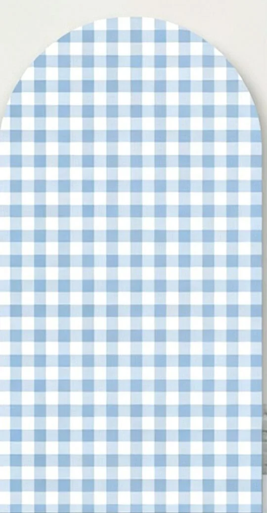 Custom 2-Side One Sweet Cookie Baby Shower Arch Backdrop Cover Milk And Cookies Blue Gingham Stripes Birthday Party Decor