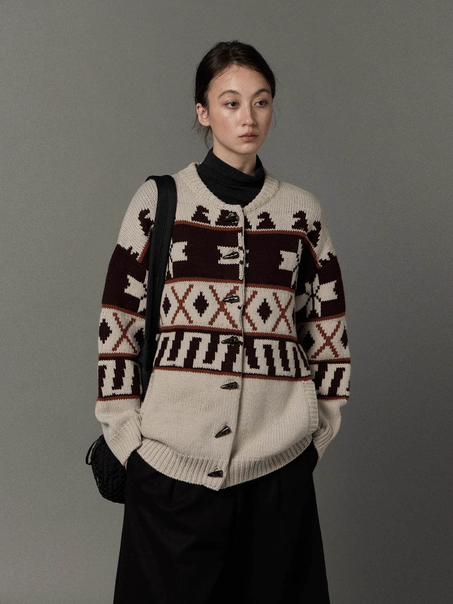 

Женский шерстяной свитер Fair Isle с узором, оранжевый, на пуговицах, с длинными рукавами, стандартный крой, зимний, модный