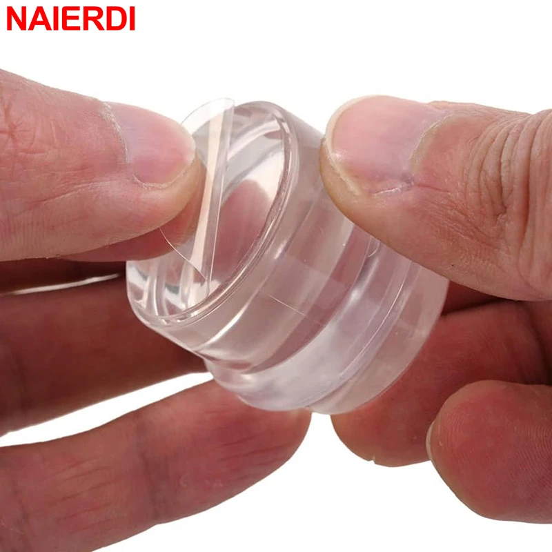 NAIERDI 2 Pieces Premium Anti Slip Door Stop,Transparent Self-adhesive Cylindrical Door Stopper,Wall Protectors Door Holder