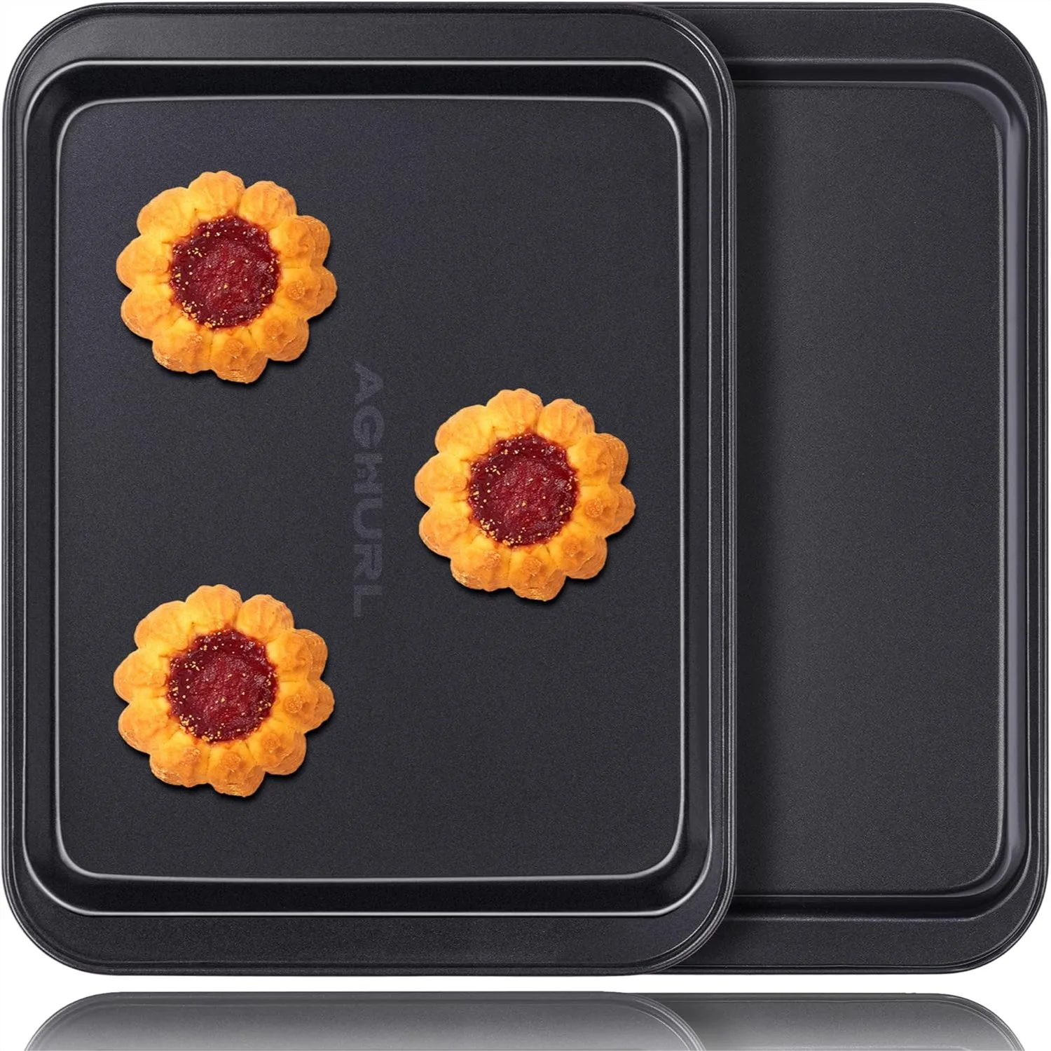 Small Cookie Sheet Baking Trays, Nonstick Carbon Steel Pan 2-Pack, 9.45x7.09 Inch for Toaster Oven