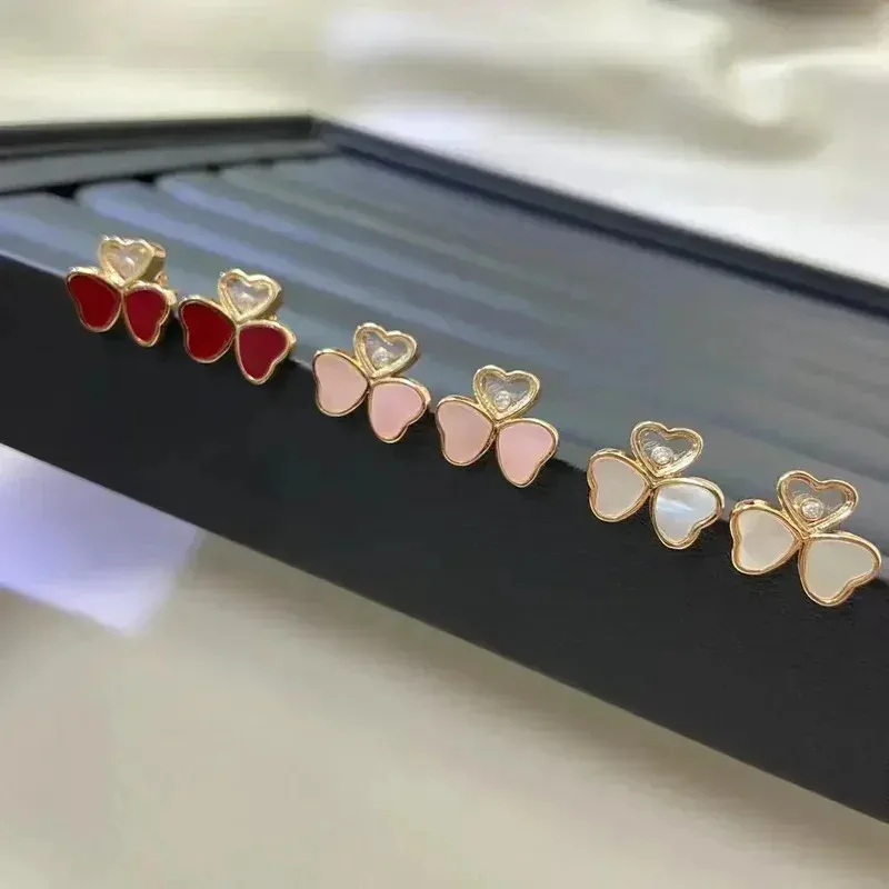 

Roseie 2026 New S925 Ladies' Lucky Heart Earrings, Clover Lucky Heart Earrings, High-end Three-petal Flower Earrings