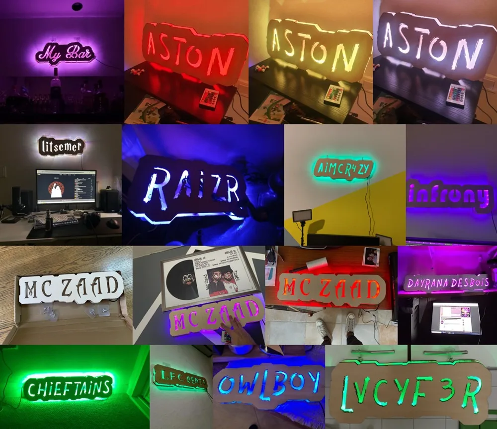 Imagem -06 - Lâmpada de Parede Led Personalizado com Texto Nome Personalizado Tag do Jogo id Neon Sign Light Home Gaming Room And Bedroom Decoration