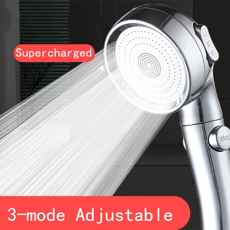 High Pressure Bathroom Shower Head Water Saving 3 modes Adjustable Pressurized Showerhead Massage Water Shower Accessories