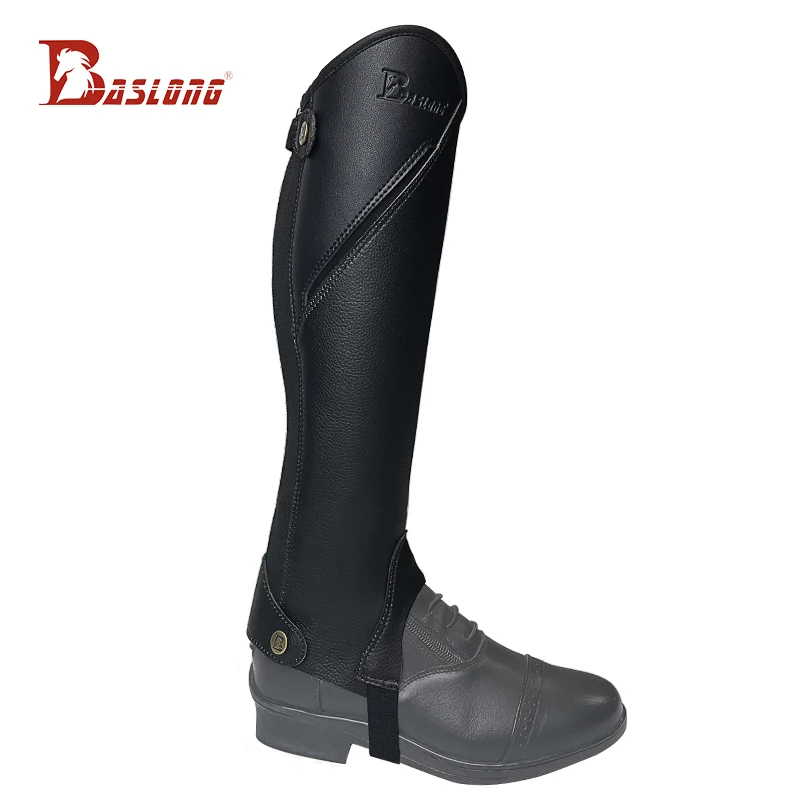 Baslong Equestrian Leg Guards Elastic Leather Professional Equestrian Gear Wear-Resistant Comfortable Horse Riding Leg Guards for Adults and Children Professional Rider Gear