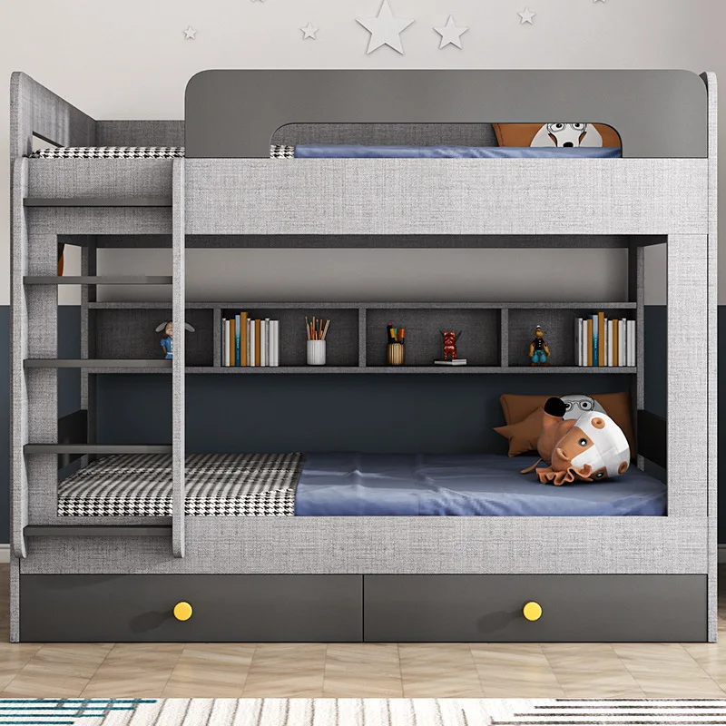 Modern Boys Loft Sets Children'S Bedroom Furniture Mdf Wooden Girls Kids Bunk Bed With Storage Drawer Stairs