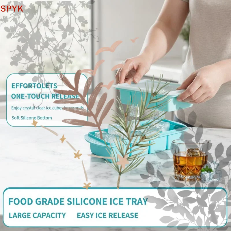 BPA Free Food Grade Silicone Freezer Trays Stackable Design Leak Proof Lids For Meal Prep Soup Storage