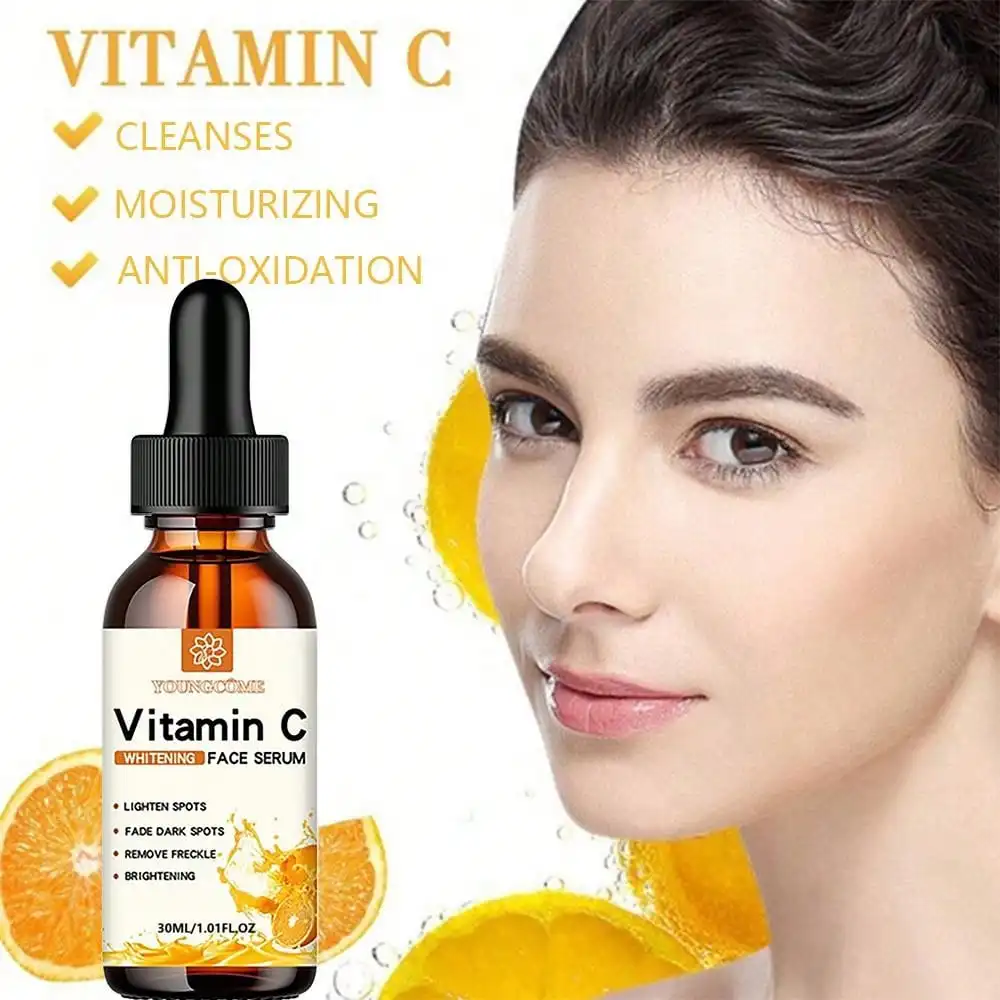 Esencia Facial de vitamina C contiene ácido hialurónico, eliminador de manchas oscuras, reparación hidratante, esencia antienvejecimiento, cuidado de la piel Facial, 30ml