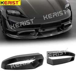 Carbon Fiber Front Bumper Fog Frame Splitter For Porsche Taycan RWD 4S Turbo S Car Styling  2020-up