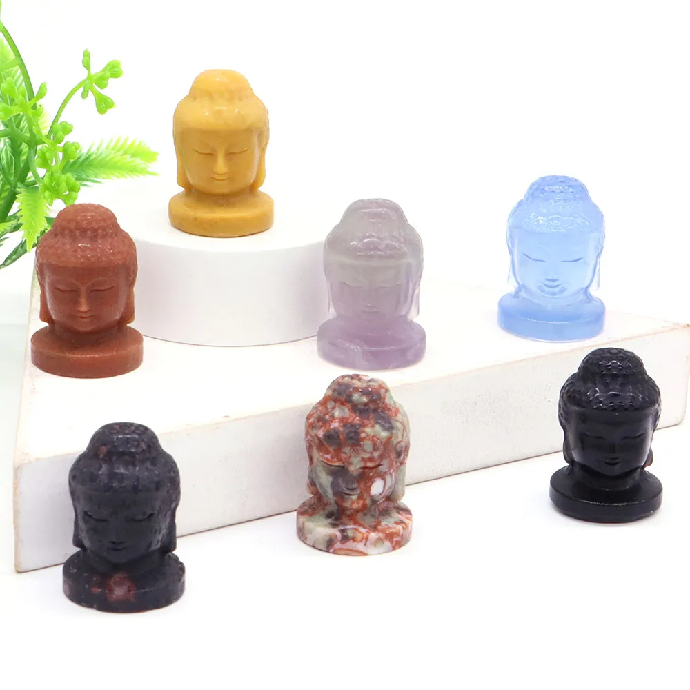 

1.2" Crysatl Buddha Figurine Natural Healing Quartz Stone Carving Crafts Feng Shui Home Decoration Gemstone Souvenir Lucky Gifts