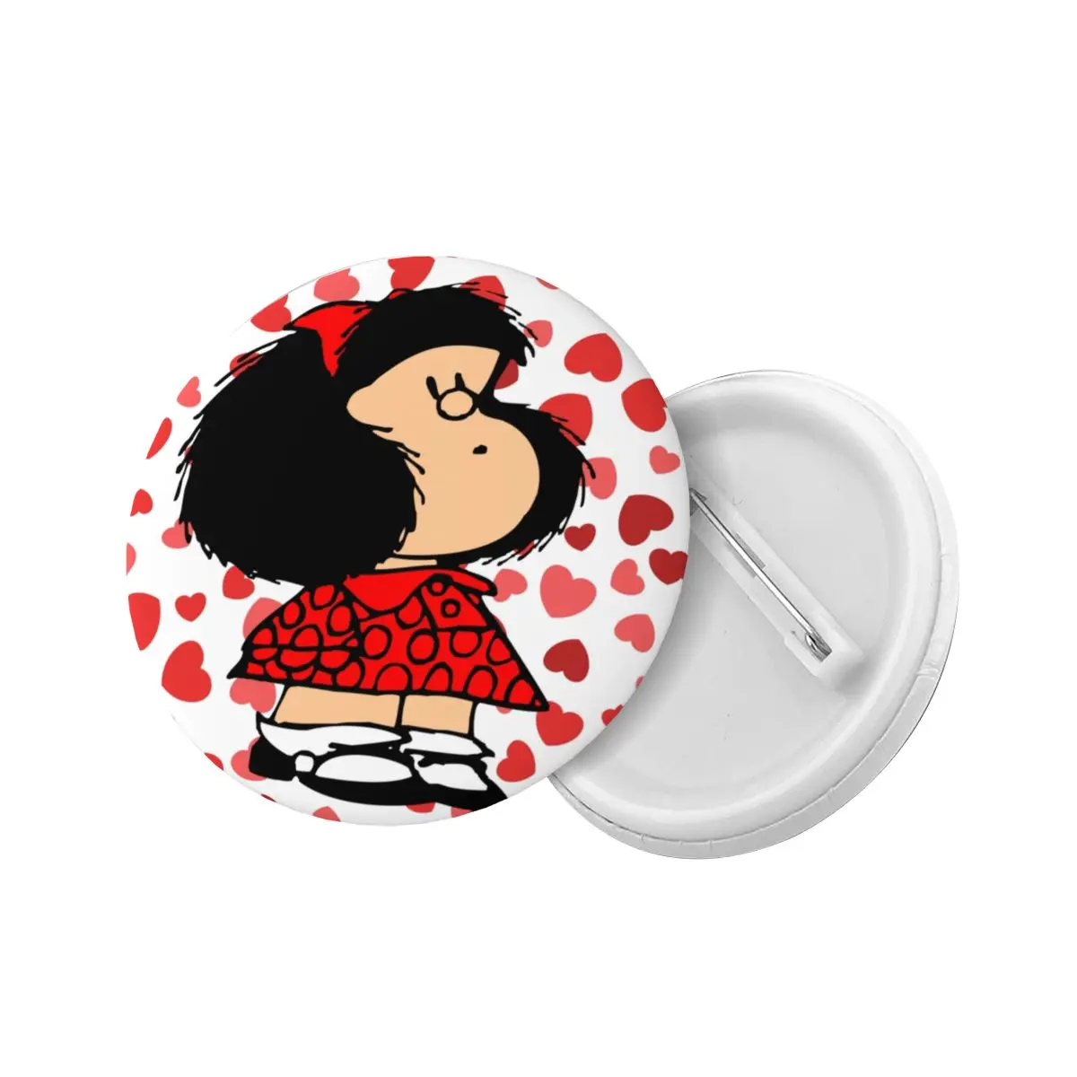 Custom Mafalda Power With A Surprised Face Round Button Pin for Bags Customizable Quino Kawaii Cartoon Pinback Badges Brooches