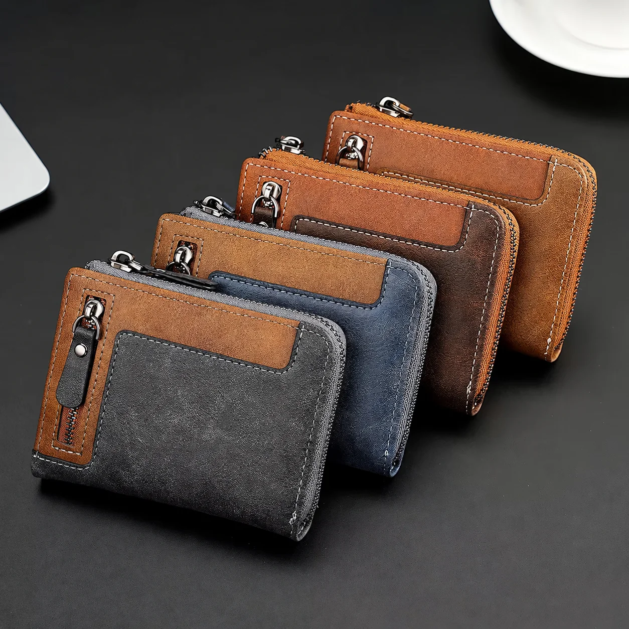 2025 Men Wallet Famous Luxury Designer Brand with Coin Pocket High Quality Synthetic Leather Short Credit Card Holder Purse Case
