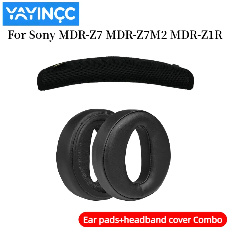 YAYINCC Ersatz-Ohrpolster aus Proteinleder + Kopfbandabdeckung mit Reißverschluss für Sony MDR-Z7 MDR-Z7M2 MDR-Z1R Kopfhörer Reparaturteile – Detail 2