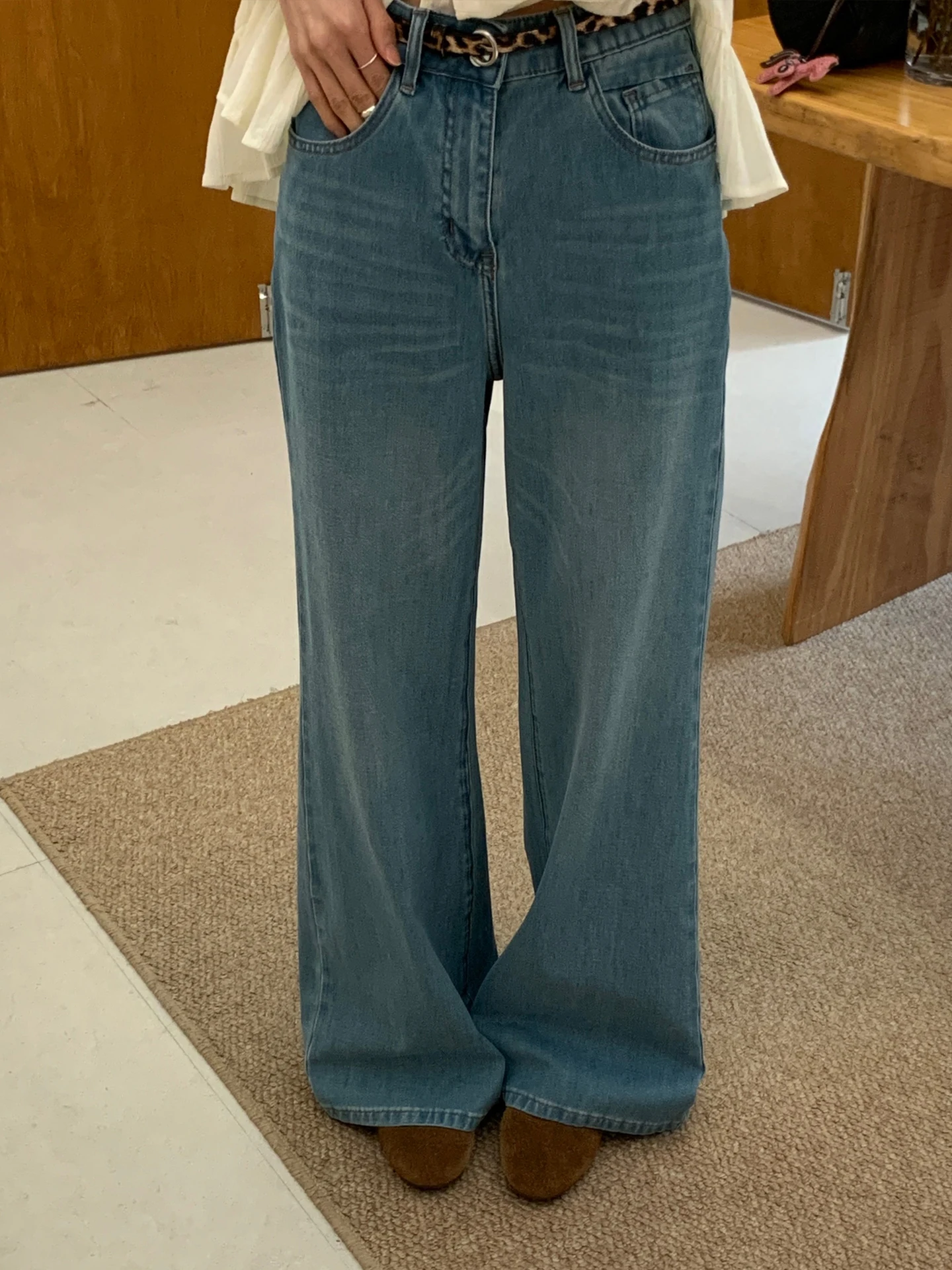 

High Waist Wide Leg Jeans Women's Loose Fit Slimming Design Spring Summer New Style Korean Style Casual Straight Leg Trousers