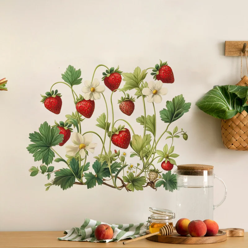 

Strawberry Plant Stickers for Bedroom and Living Room Decoration, Wall Stickers, Self-Adhesive and Removable