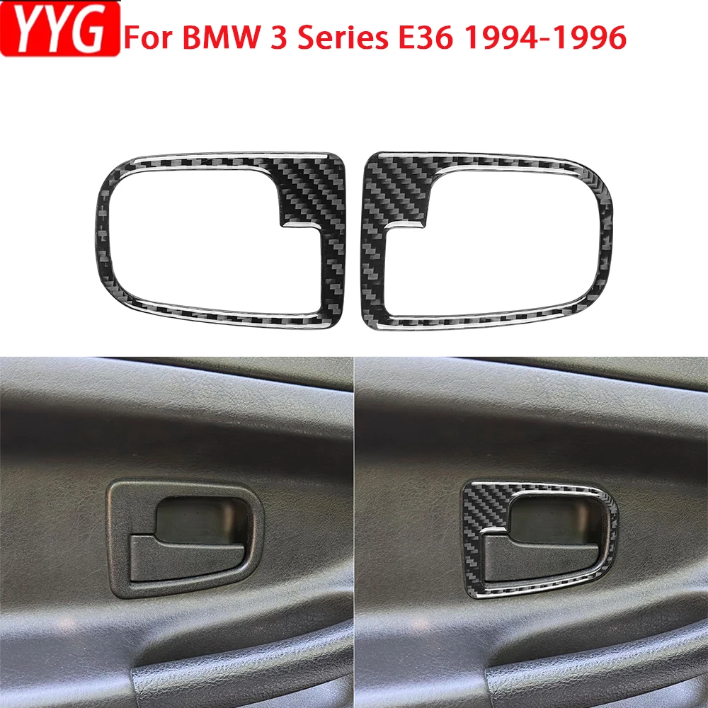 

For BMW 3 Series E36 1994 1995 1996 Real Soft Carbon Fiber Car Door Handle Cover Frame Decoration Sticker Accessories 2Pcs