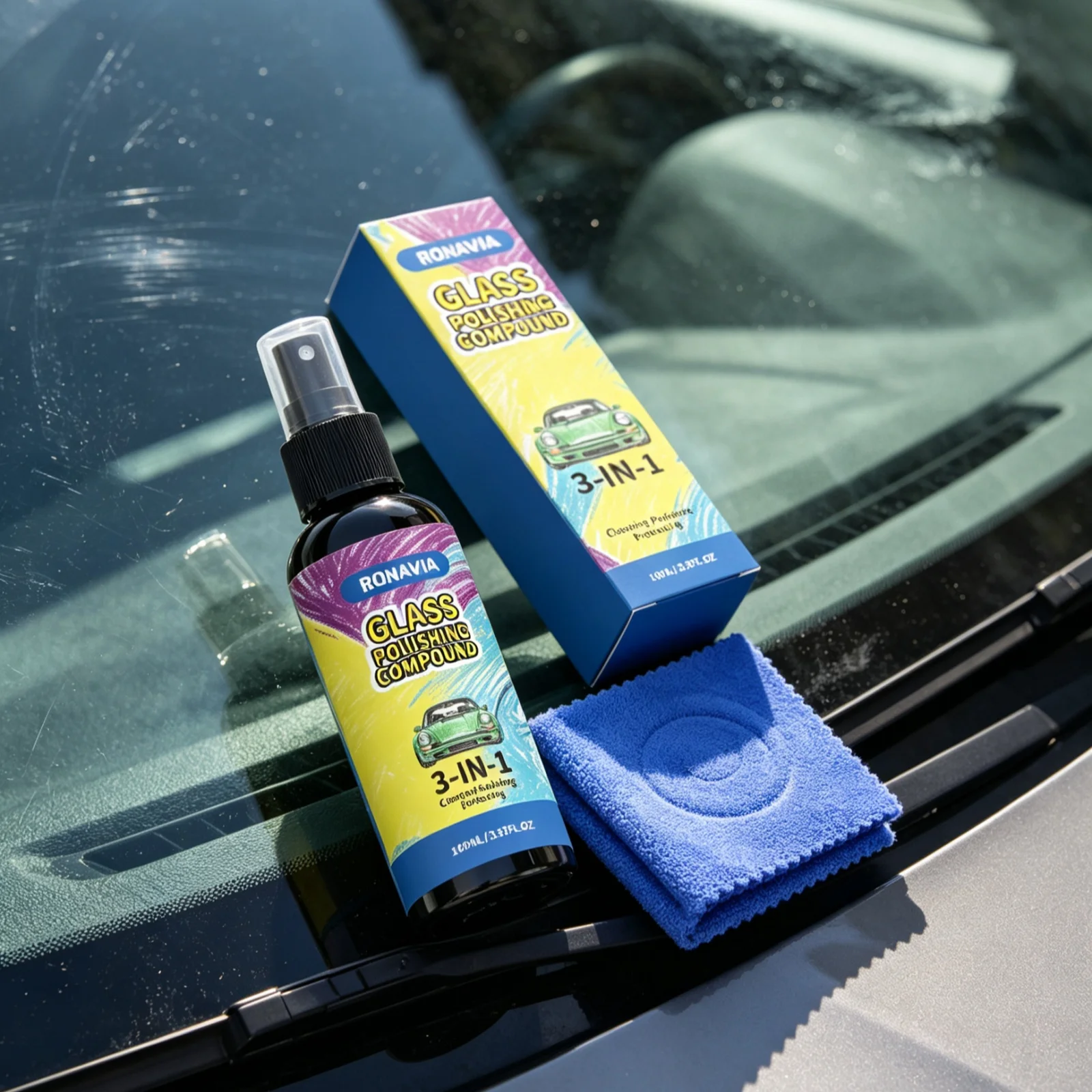 Car Glass Cleaning Agent Remove Oil Film Acid Rain Marks Repair Windshield Scratch Restore Mirror Luster Window Polishing Spray