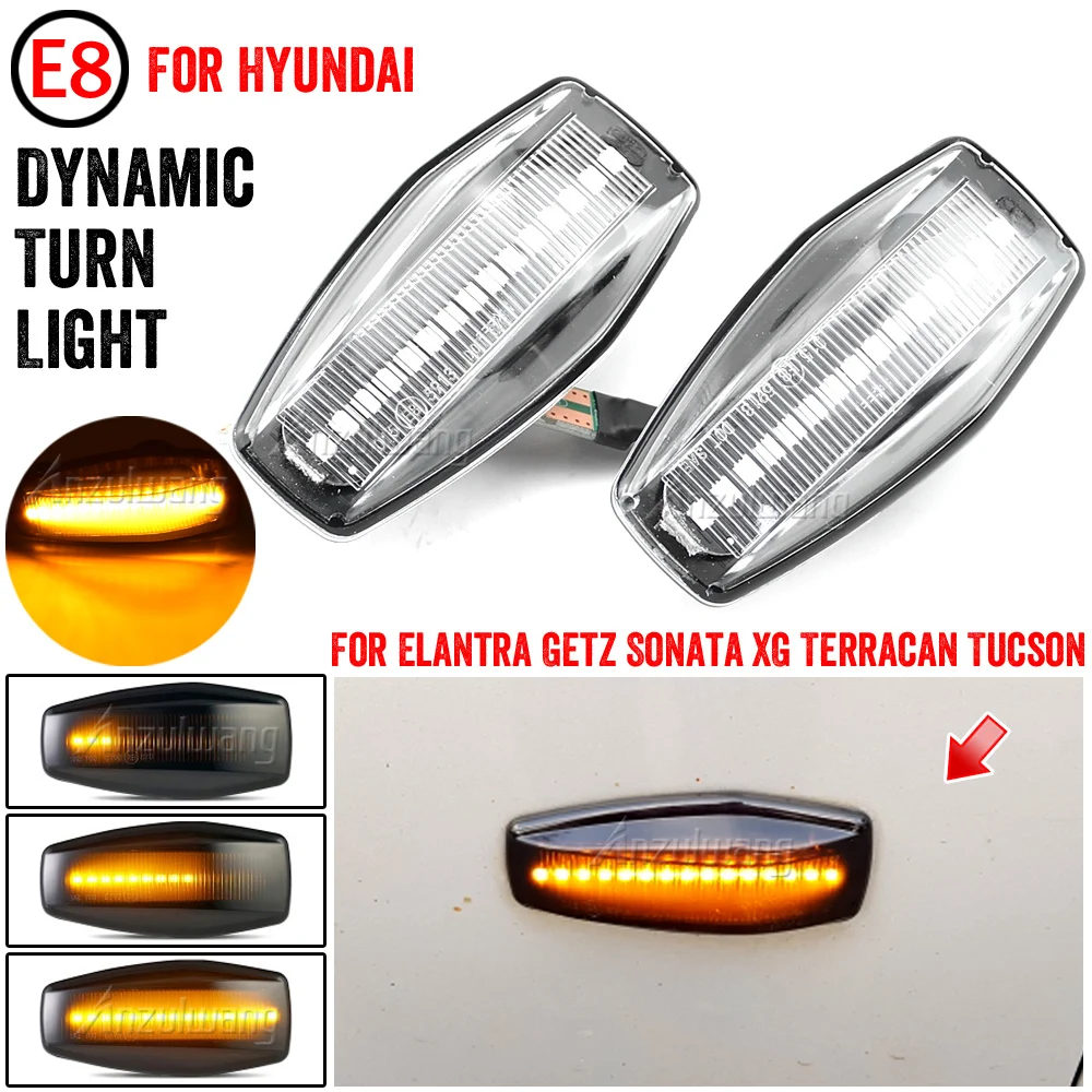 2x LED Dynamic Side Marker Light Turn Repeater Lamps For Hyundai I10 Accent Coupe Click Elantra Lavita Excel 2 Getz Prime Lavita