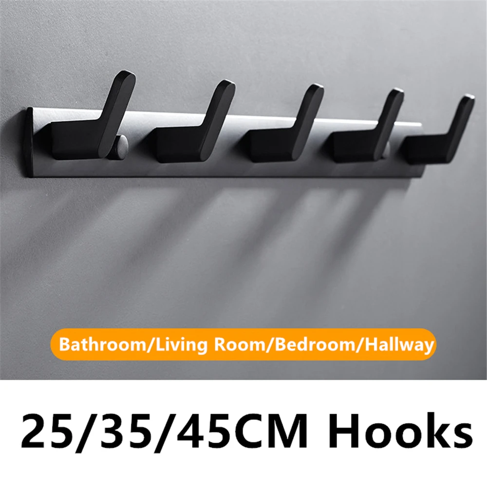 Towel Hook Shelf Clothes Hanger Hook Bathroom Wall-Mount Coat Hook for Living Room Decor Bedroom Acces Kitchen Black Behind Door