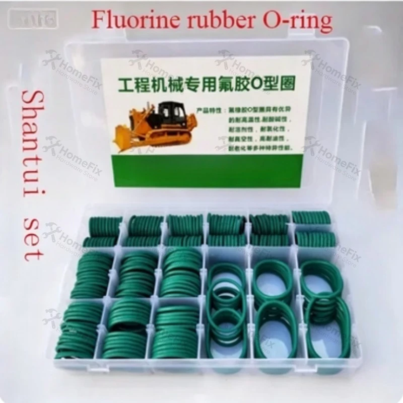 Green FKM Fluorine Rubber O-Ring Seal Assortment Kit, Rubber Washer Gasket Repair Box